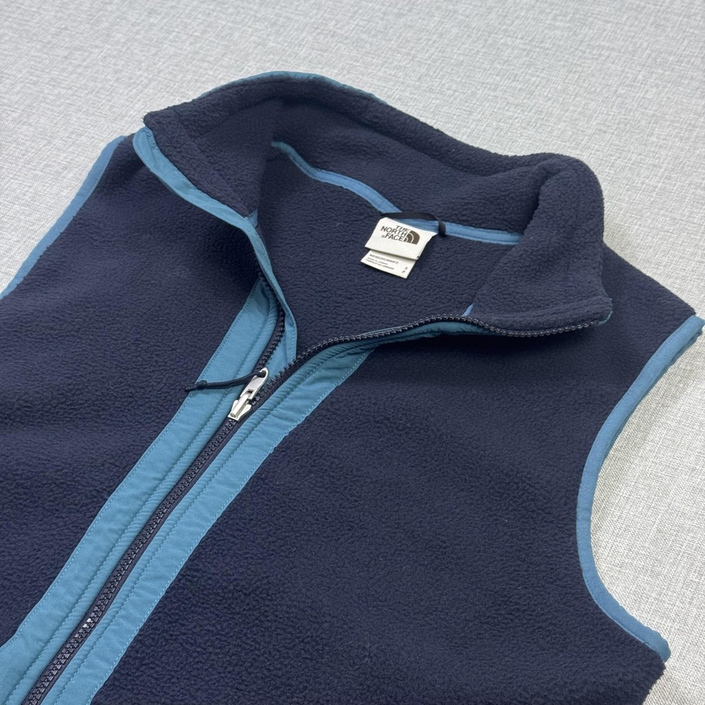 The North Face Fleece Vest Mens Small Blue Insulated Full Zip Pocket Outdoors
